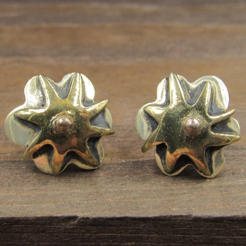 Sterling Silver Small Odd Design Stud Earrings - image 1